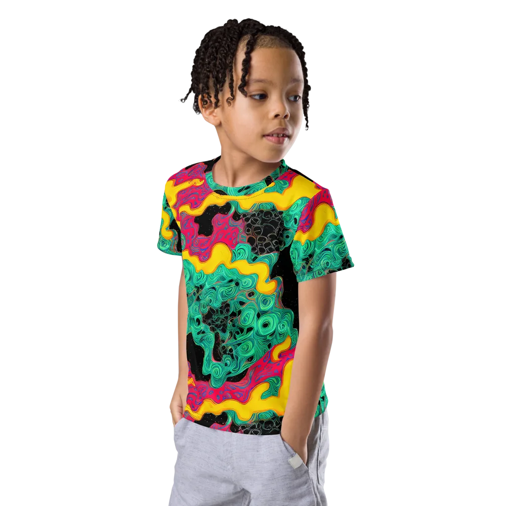 Electric Malachite on Kids Crew Neck T-Shirt — Left Front