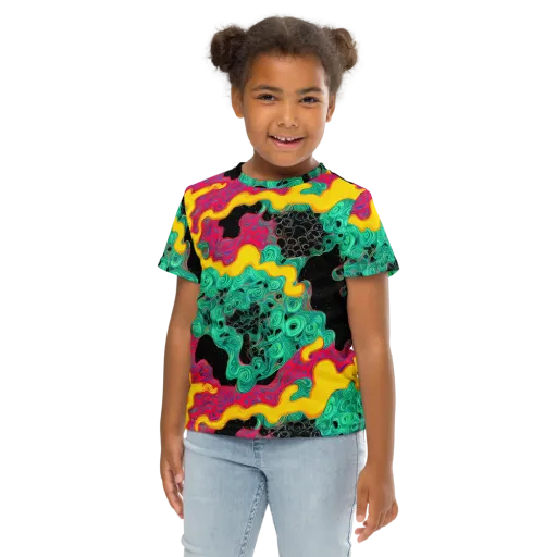 Electric Malachite on a Kids Crew Neck T-Shirt