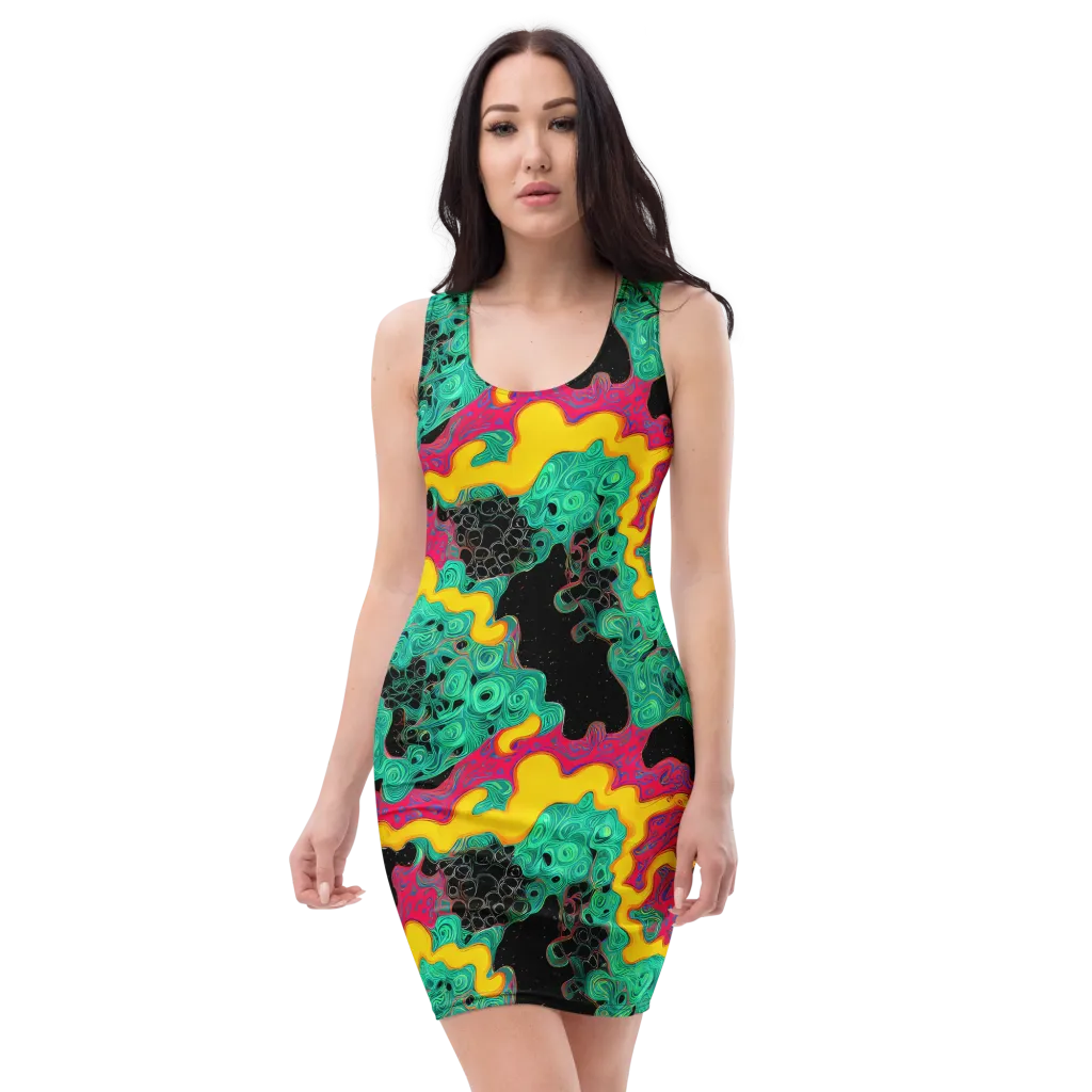 Electric Malachite on Bodycon Dress — Front