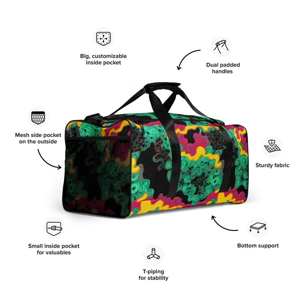 Electric Malachite on Duffle Bag — Right Front