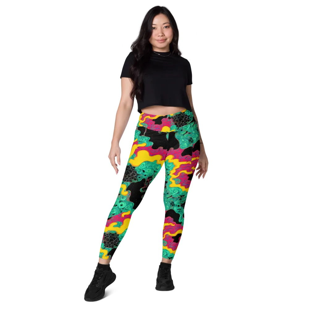 Electric Malachite on Leggings with Pockets — Front