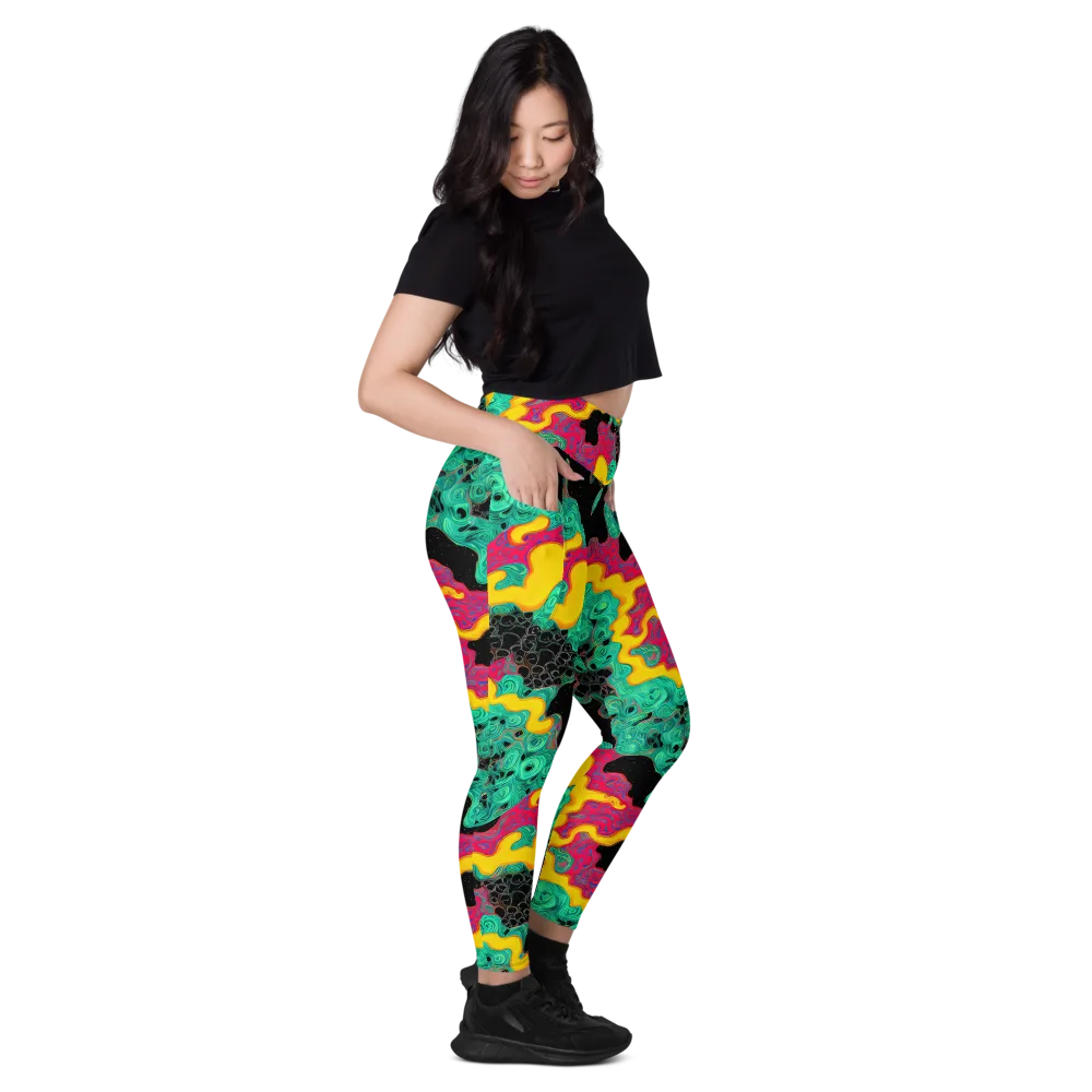 Electric Malachite on Leggings with Pockets — Right