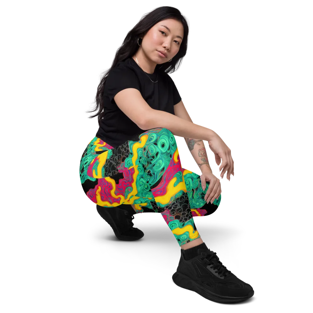 Electric Malachite on Leggings with Pockets — Right Front