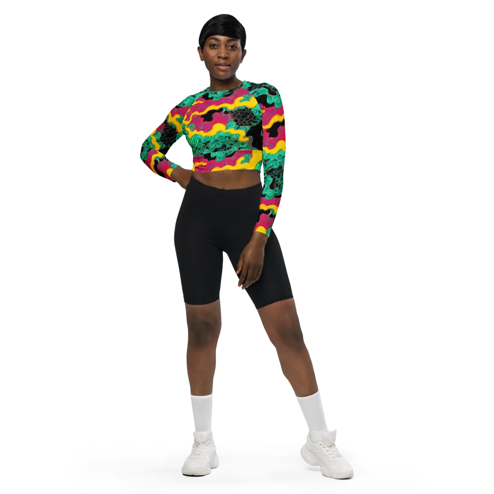 Electric Malachite on Long Sleeve Crop Top — Front