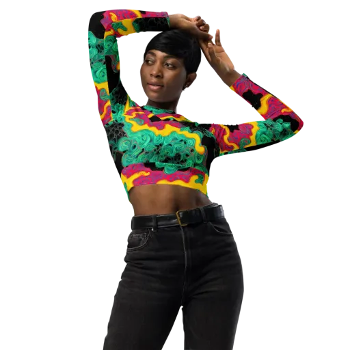 Electric Malachite on a Long Sleeve Crop Top