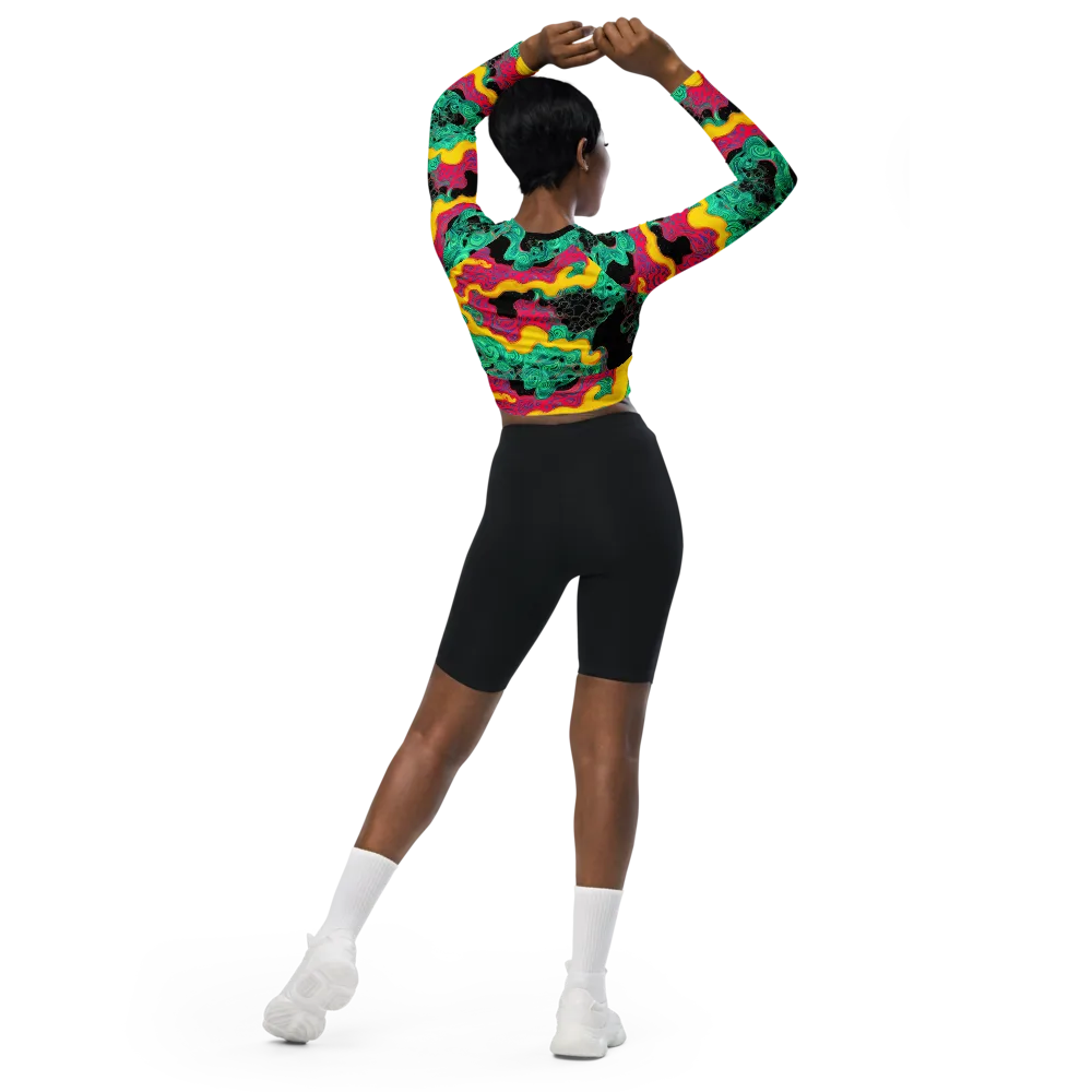 Electric Malachite on Long Sleeve Crop Top — Back