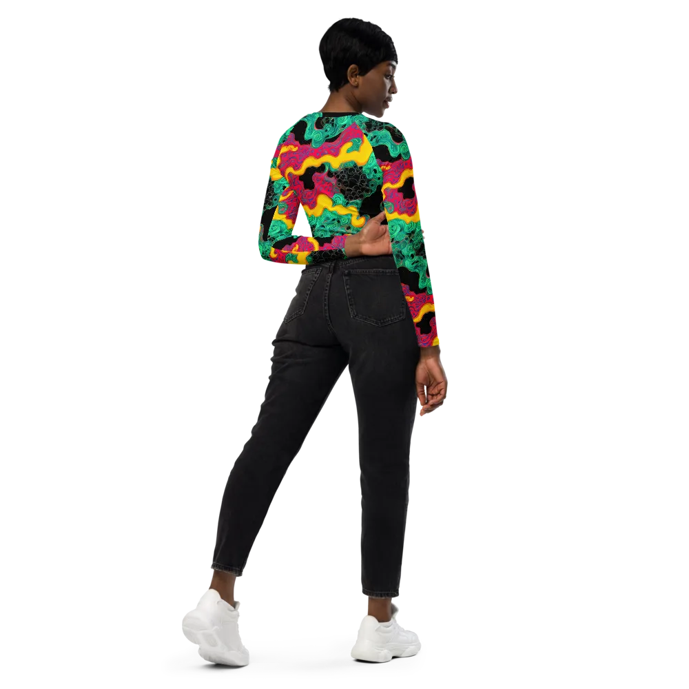 Electric Malachite on Long Sleeve Crop Top — Right Back