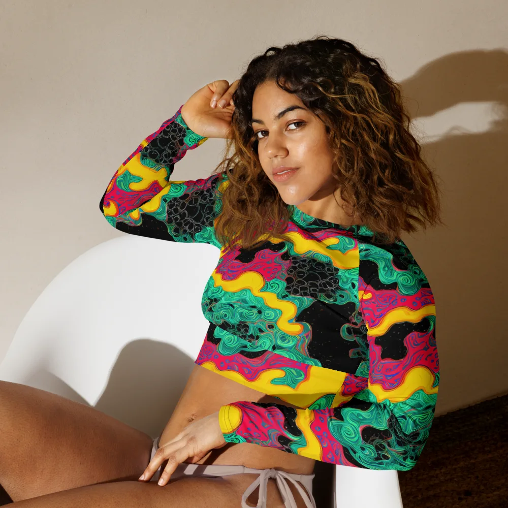 Electric Malachite on Long Sleeve Crop Top — Left Front