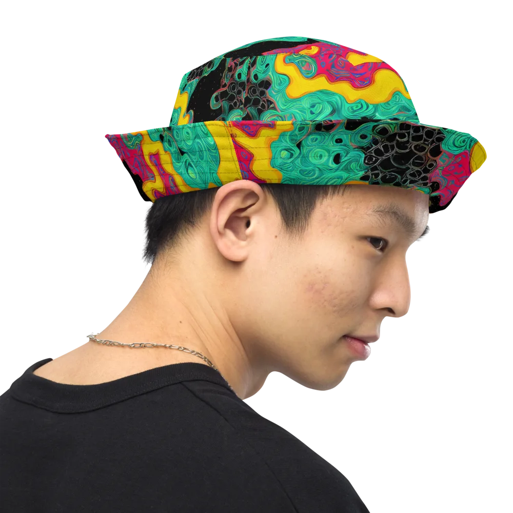 Electric Malachite on Reversible Bucket Hat — Right Outside