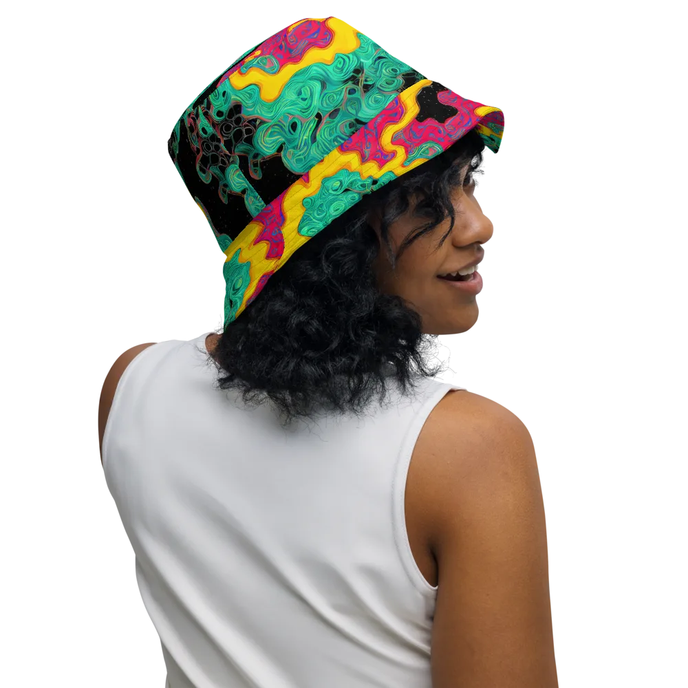 Electric Malachite on Reversible Bucket Hat — Right Outside