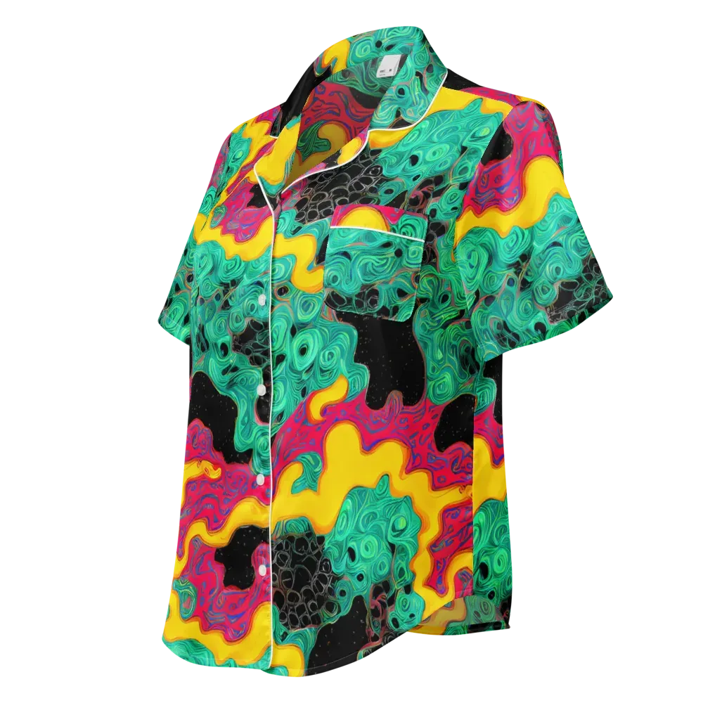 Electric Malachite on Women's Short Sleeve Pajama Top — Left Front