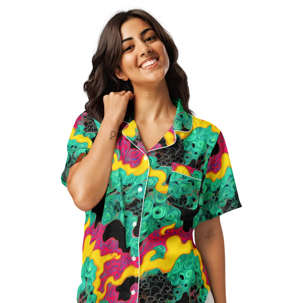 Electric Malachite on Women's Short Sleeve Pajama Top — Front