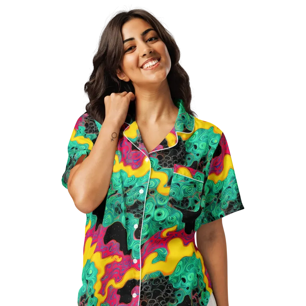 Electric Malachite on Women's Short Sleeve Pajama Top — Front