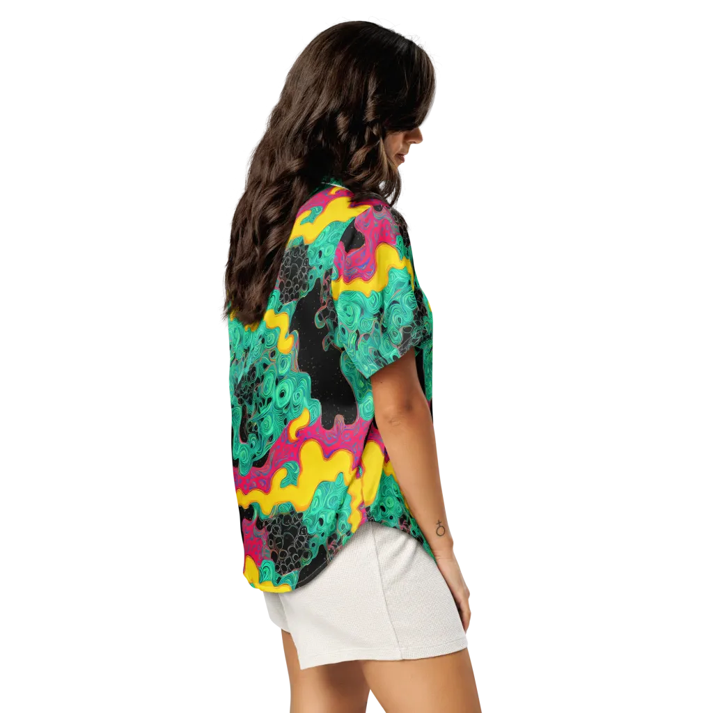 Electric Malachite on Women's Short Sleeve Pajama Top — Right Back