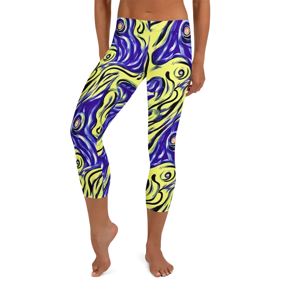 Royal Riptide on Capri Leggings — Front