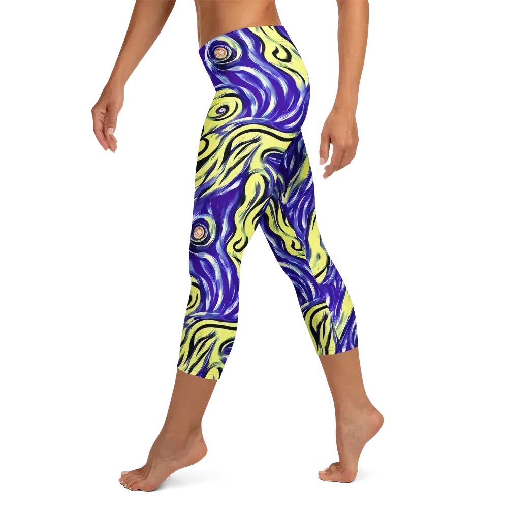 Royal Riptide on Capri Leggings — Left