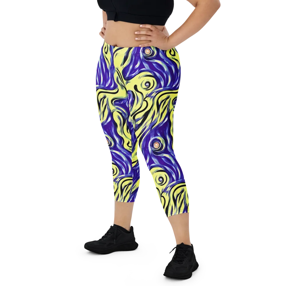 Royal Riptide on Capri Leggings — Front