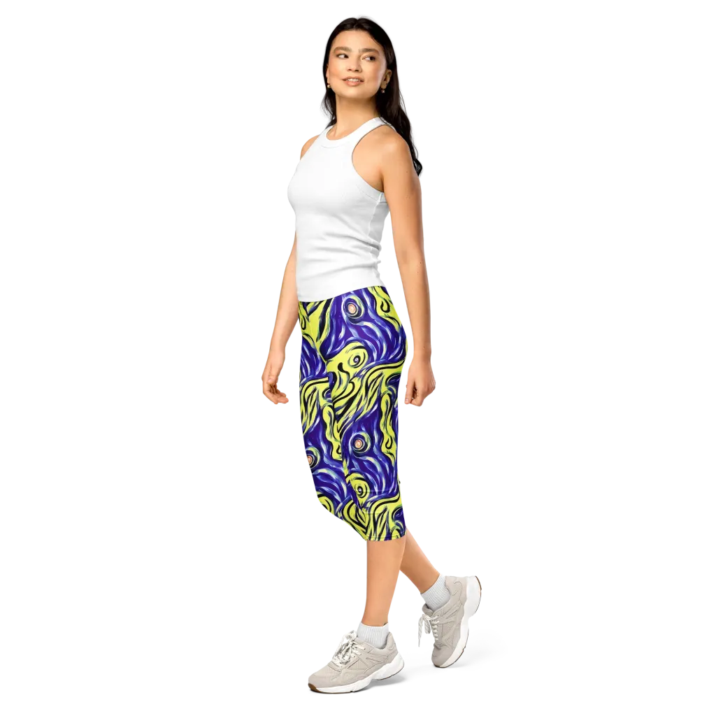 Royal Riptide on Capri Leggings — Left Front