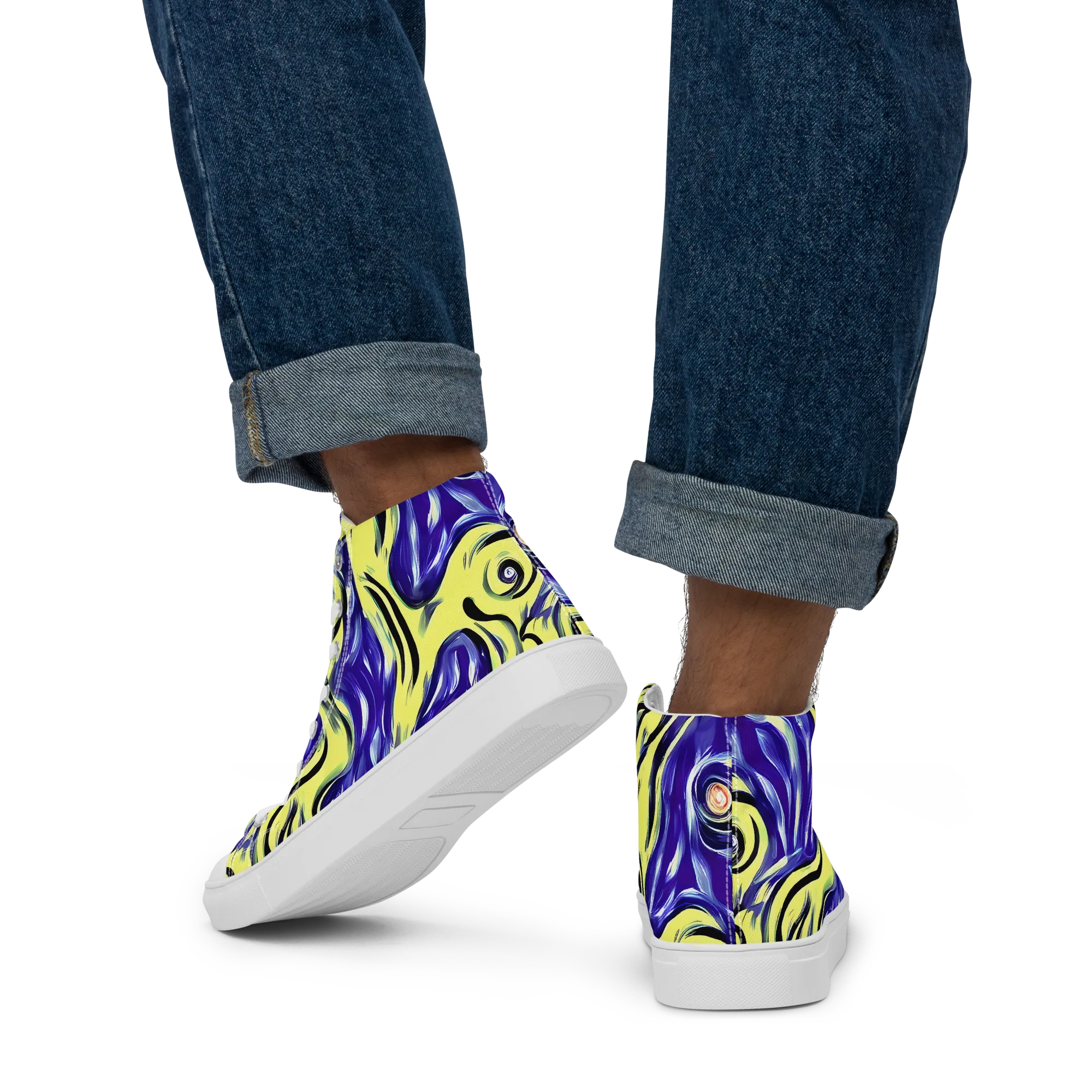 Royal Riptide on Men's High Top Canvas Shoes — Back