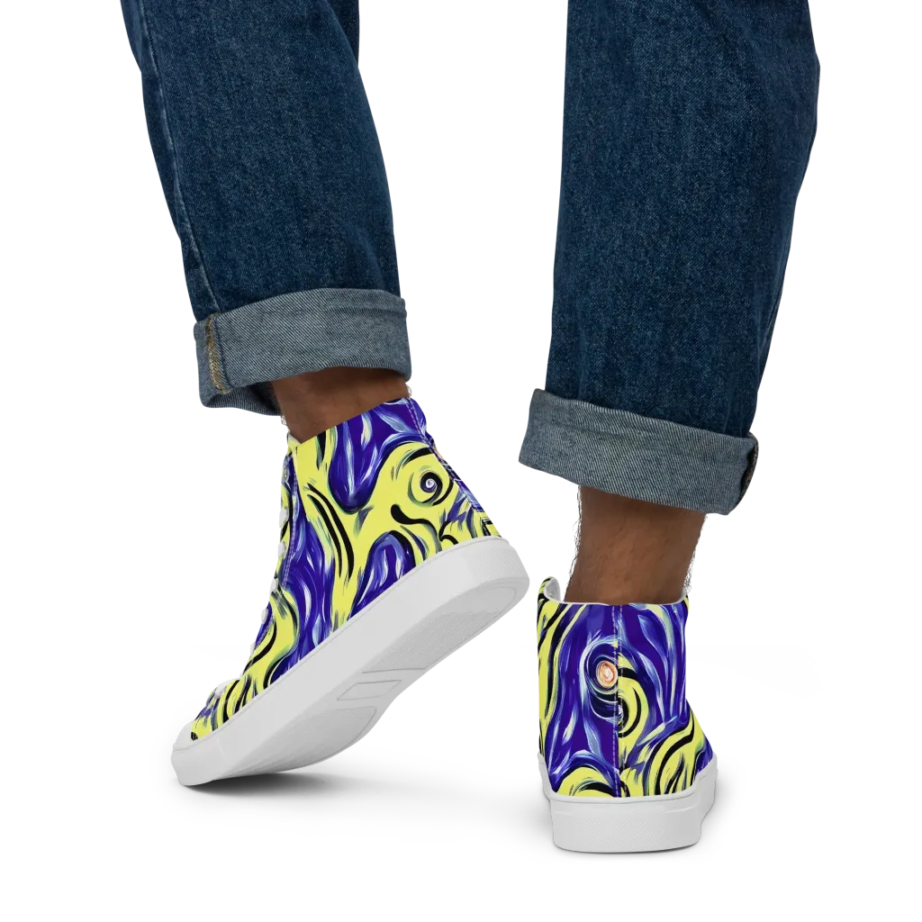 Royal Riptide on Men's High Top Canvas Shoes — Back