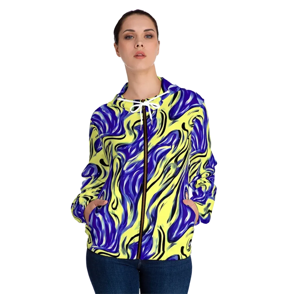 Royal Riptide on Women's Full-Zip Hoodie — Front On Person