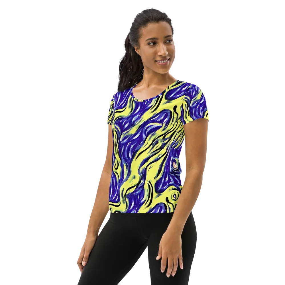 Royal Riptide on Women's Athletic T-Shirt — Left
