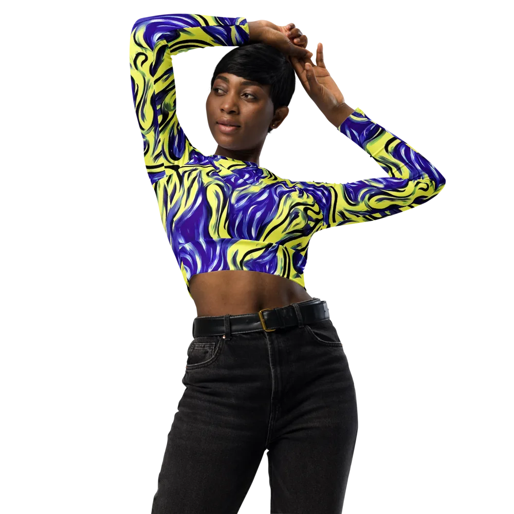 Royal Riptide on Long Sleeve Crop Top — Front