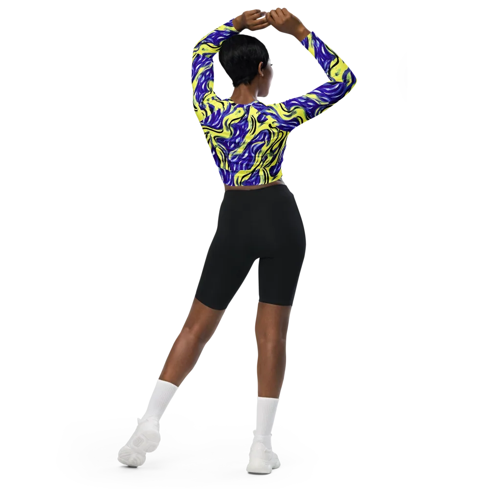 Royal Riptide on Long Sleeve Crop Top — Back