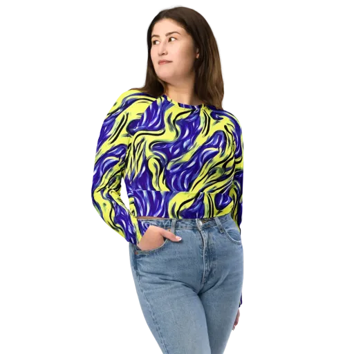 Royal Riptide on a Long Sleeve Crop Top