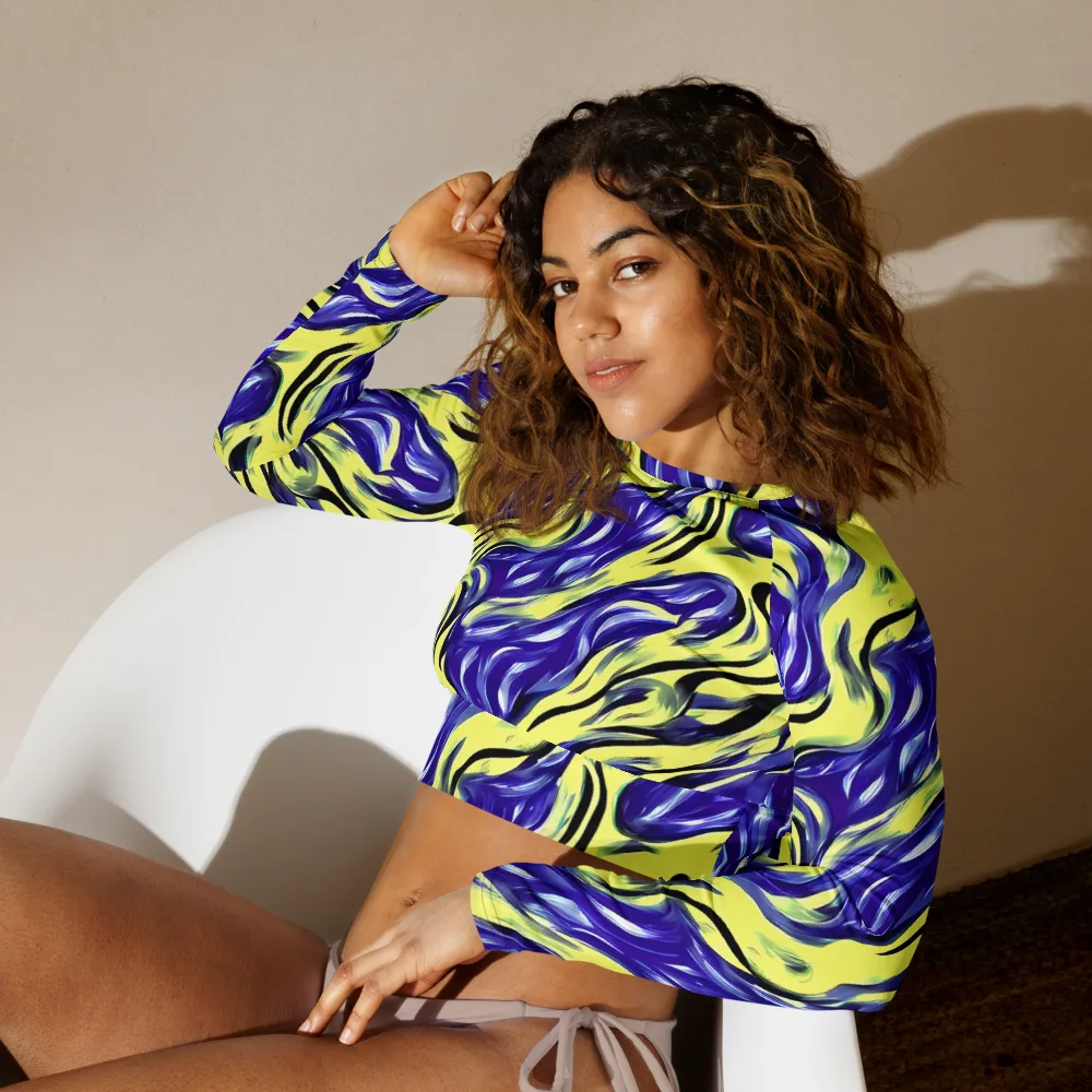 Royal Riptide on Long Sleeve Crop Top — Left Front