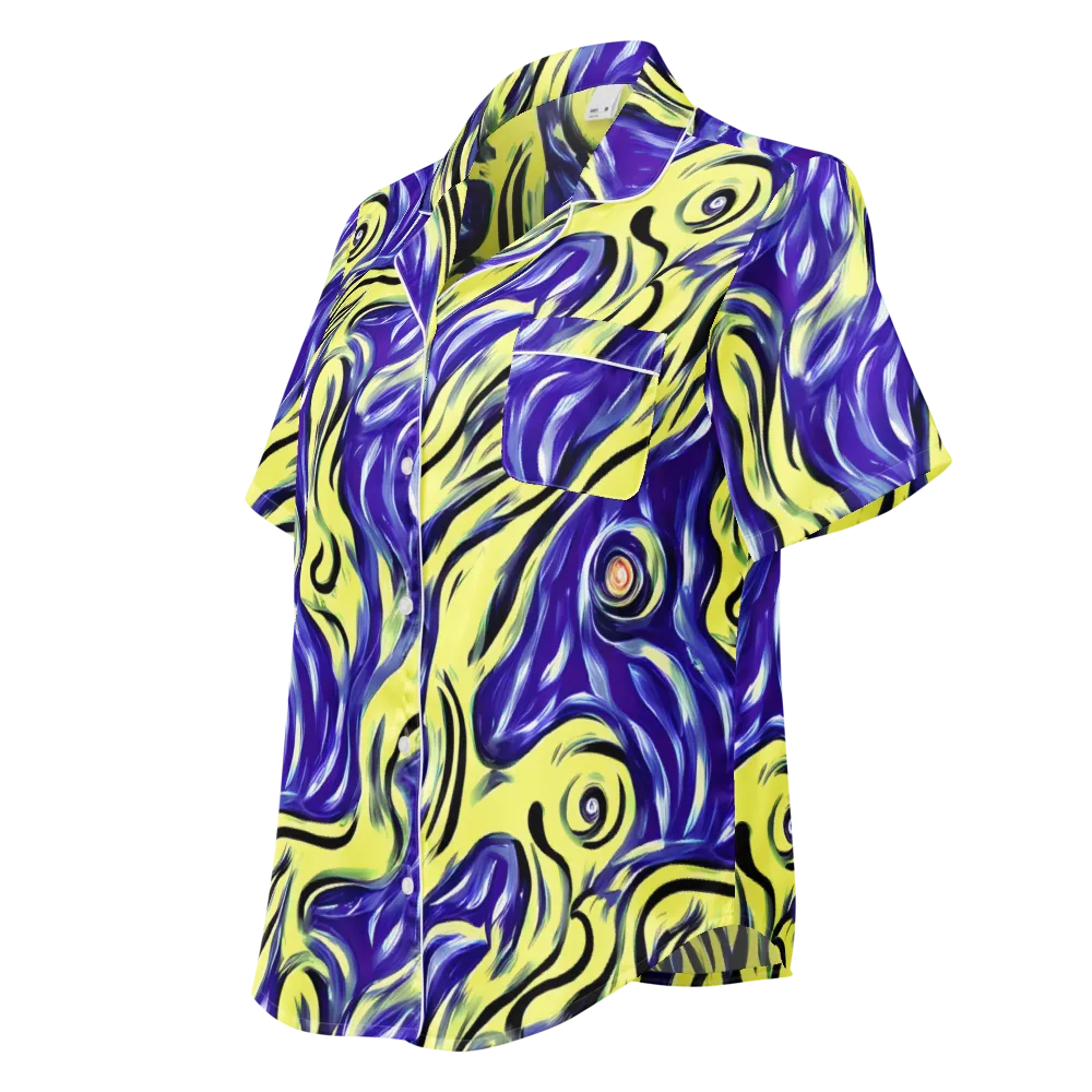 Royal Riptide on Women's Short Sleeve Pajama Top — Left Front