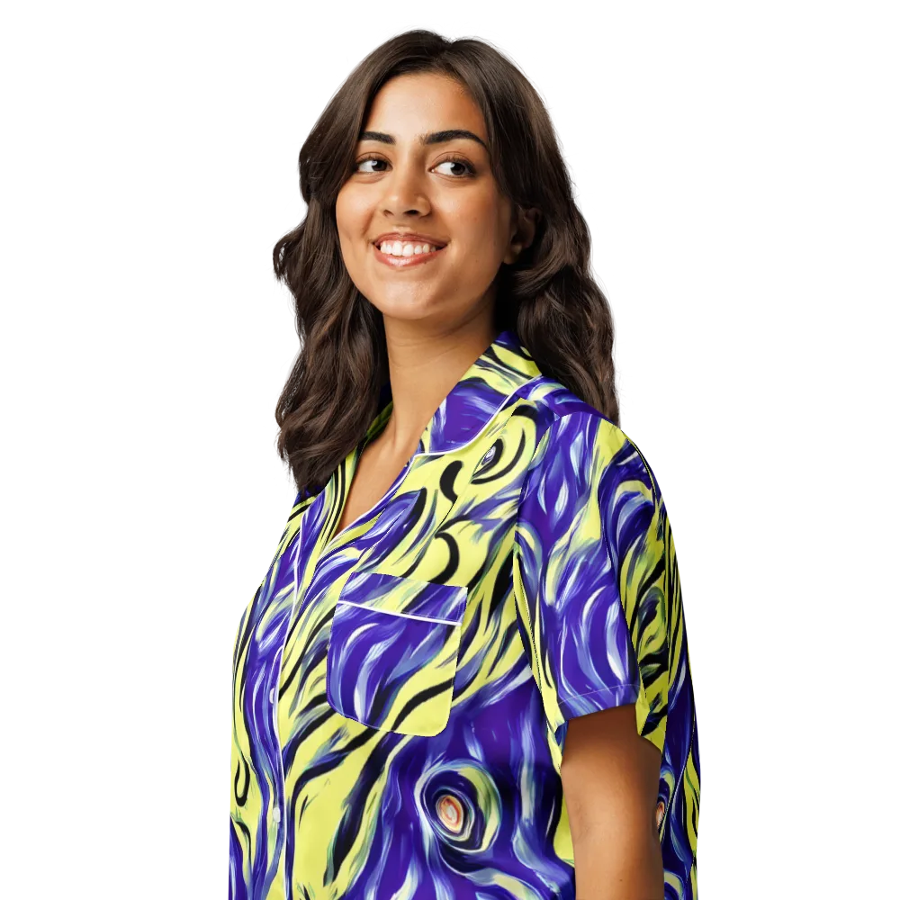 Royal Riptide on Women's Short Sleeve Pajama Top — Left Front