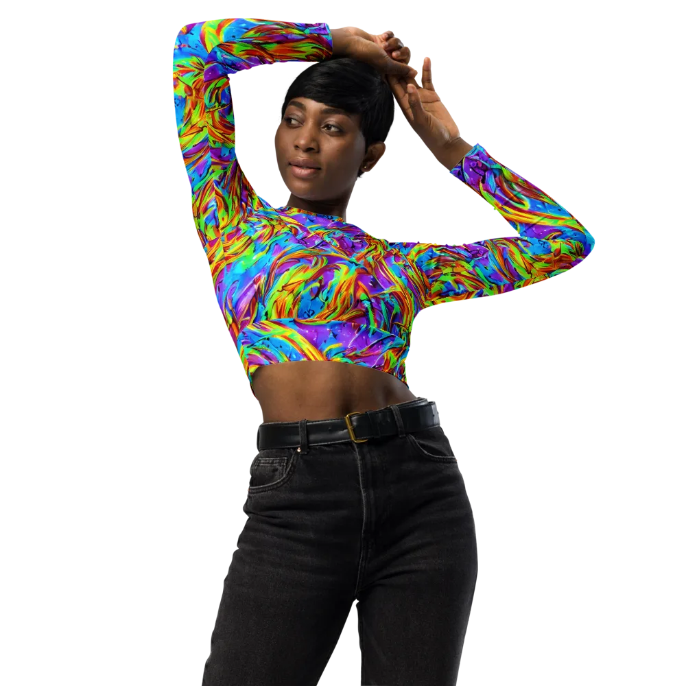Prismquake on Long Sleeve Crop Top — Front