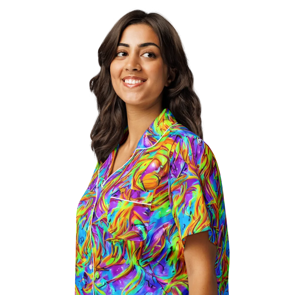 Prismquake on Women's Short Sleeve Pajama Top — Left Front