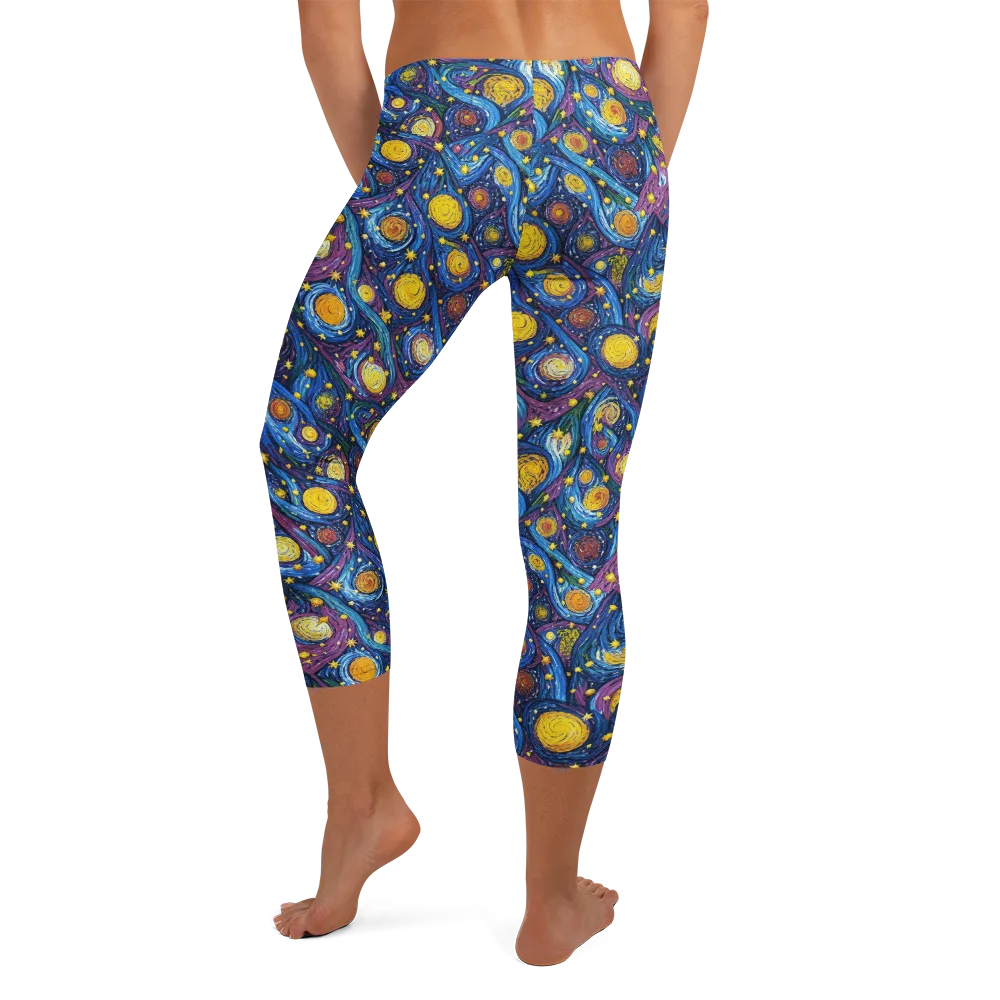 Cosmic Whirlpool on Capri Leggings — Back
