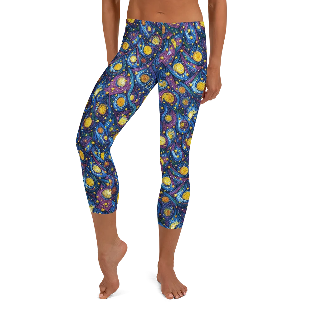 Cosmic Whirlpool on Capri Leggings — Front