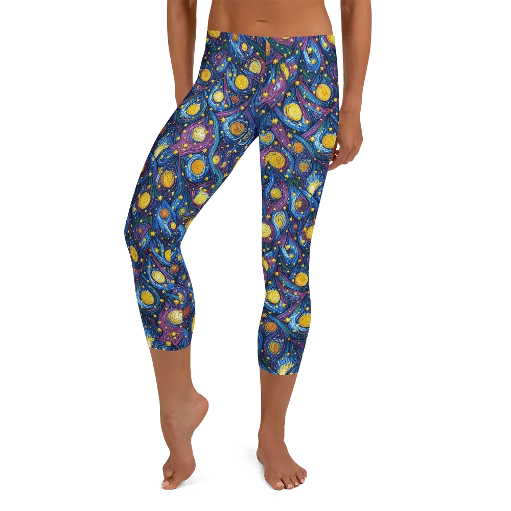 Cosmic Whirlpool on Capri Leggings — Front