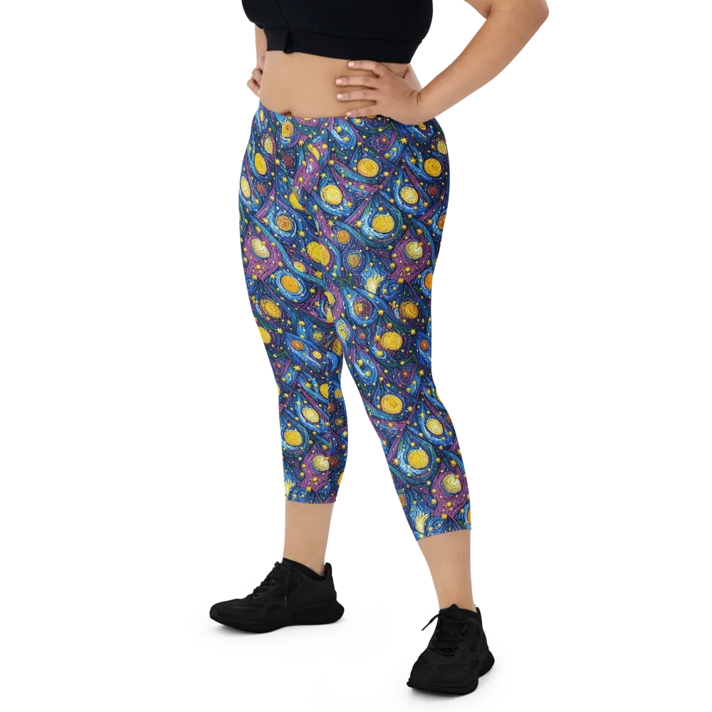 Cosmic Whirlpool on Capri Leggings — Front