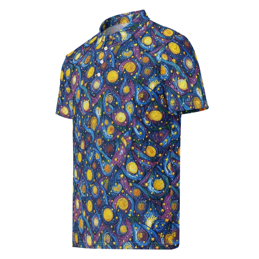 Cosmic Whirlpool on Men's Slim Fit Polo Shirt — Left Front