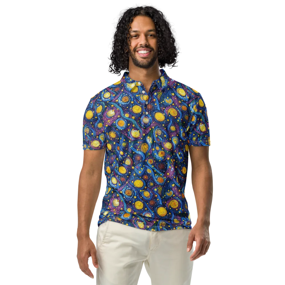 Cosmic Whirlpool on Men's Slim Fit Polo Shirt — Front