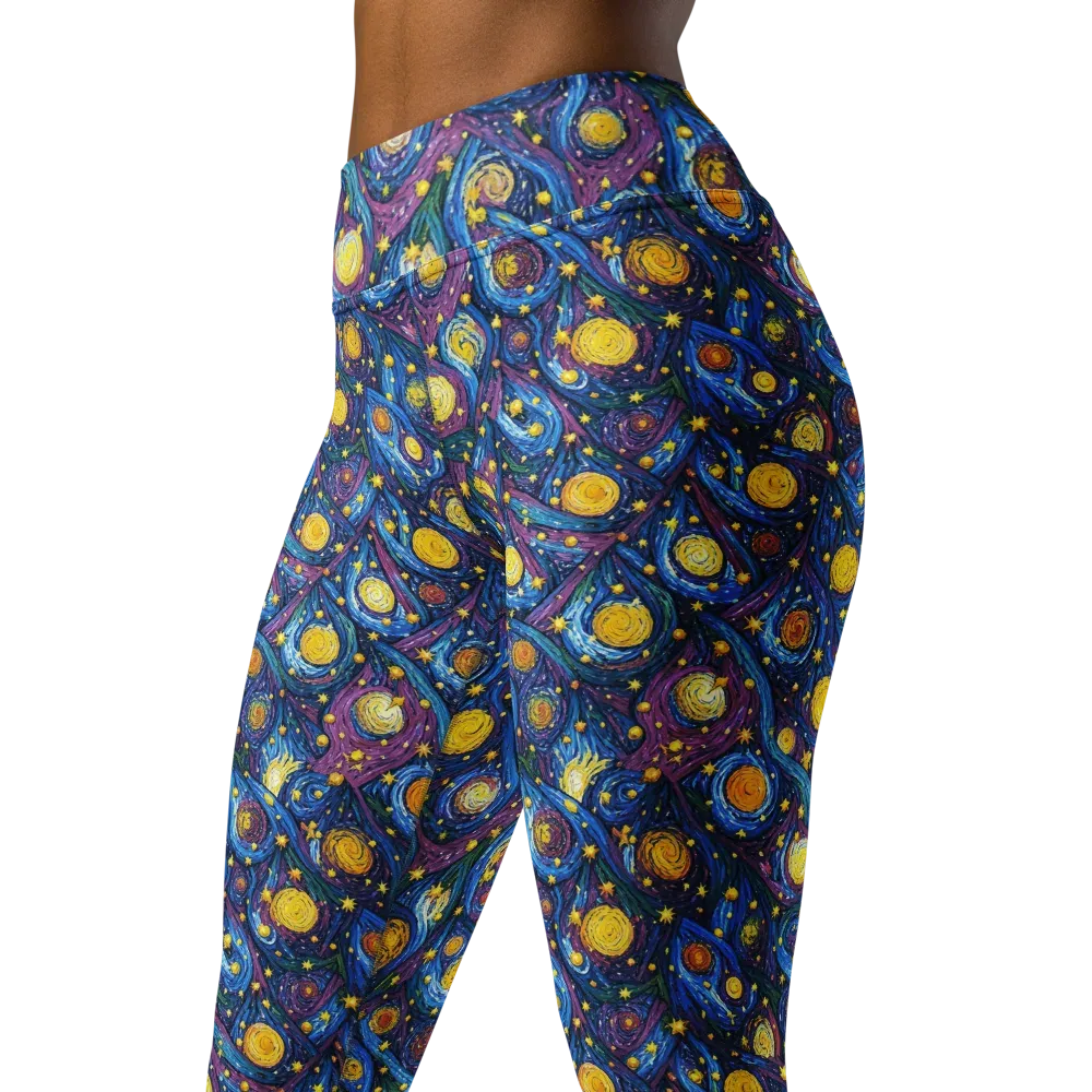 Cosmic Whirlpool on Yoga Leggings — Left Front