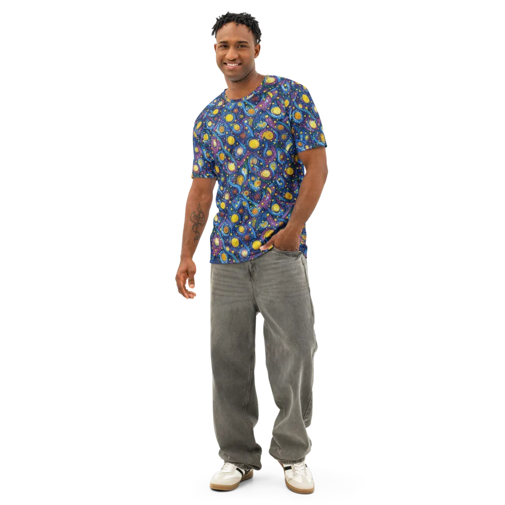 Cosmic Whirlpool on Men's Cotton Crew Neck T-Shirt — Front