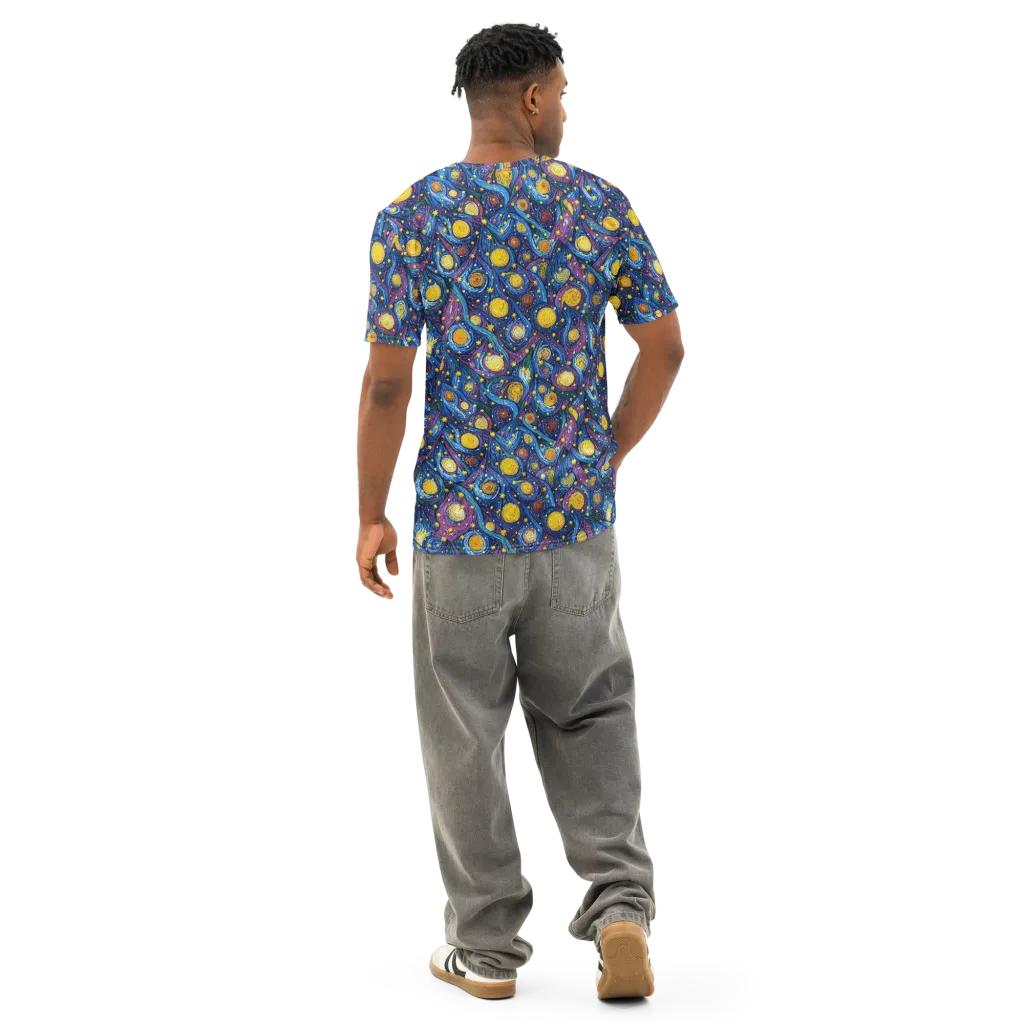 Cosmic Whirlpool on Men's Cotton Crew Neck T-Shirt — Back