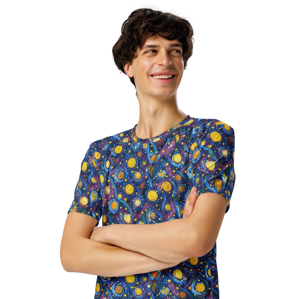Cosmic Whirlpool on Men's Crew Neck T-Shirt — Left Front