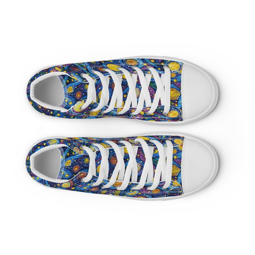 Cosmic Whirlpool on Men's High Top Canvas Shoes — Front