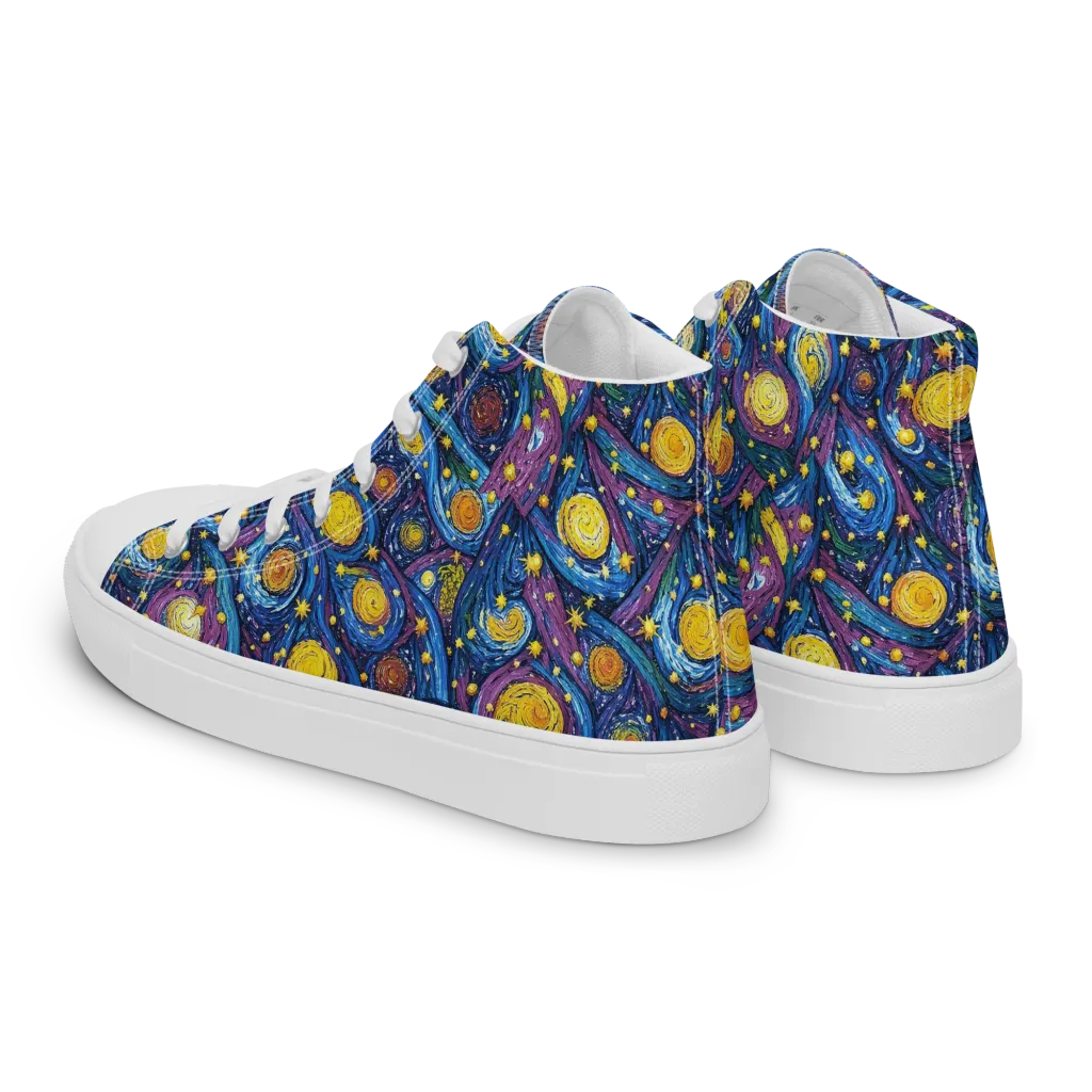 Cosmic Whirlpool on Men's High Top Canvas Shoes — Left Back