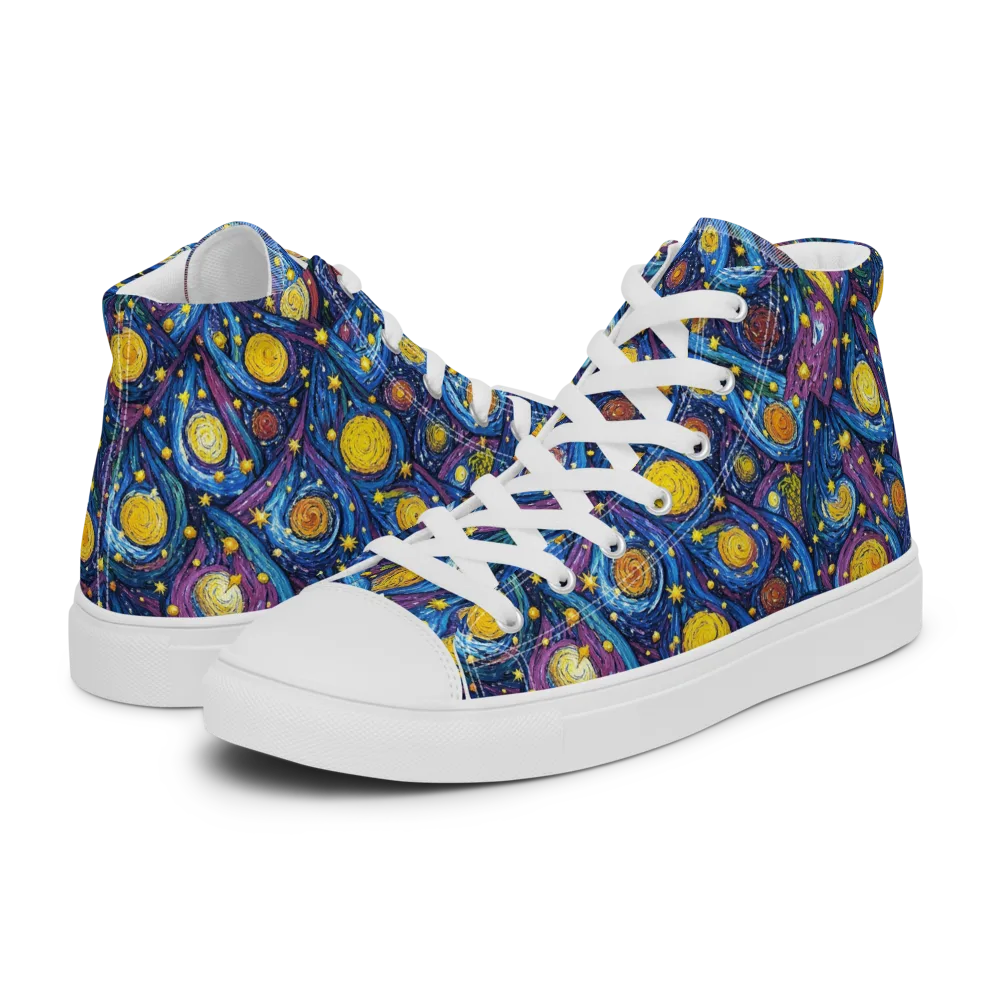 Cosmic Whirlpool on Men's High Top Canvas Shoes — Left