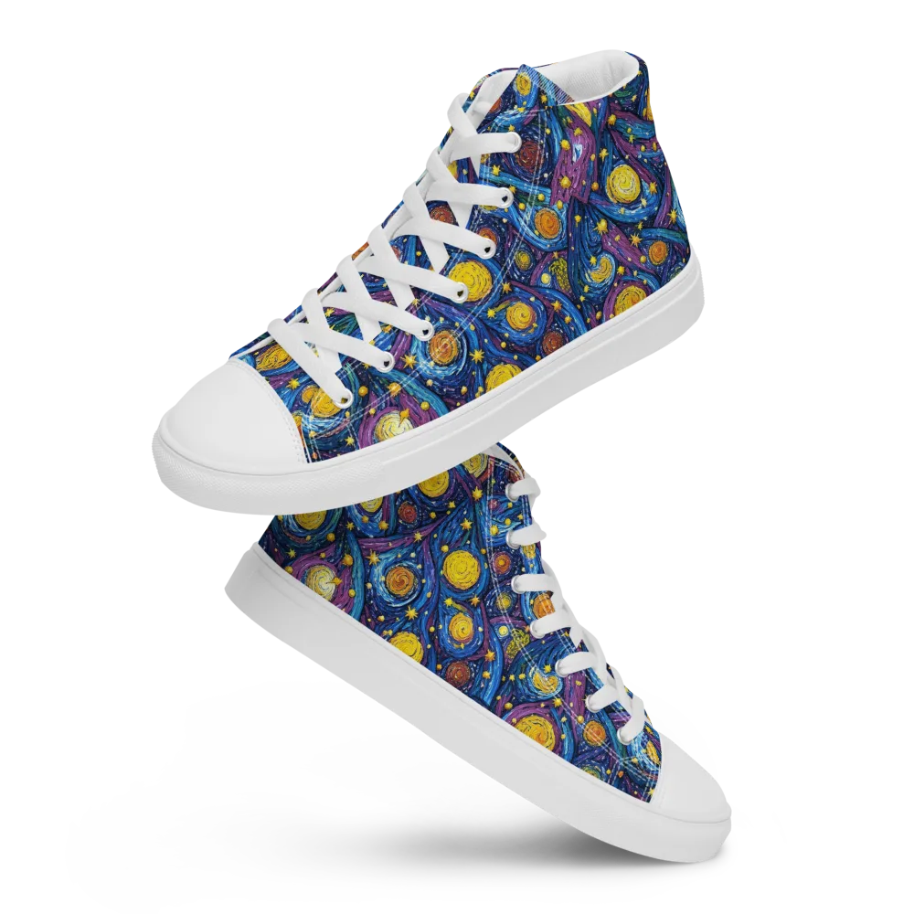 Cosmic Whirlpool on Men's High Top Canvas Shoes — Front