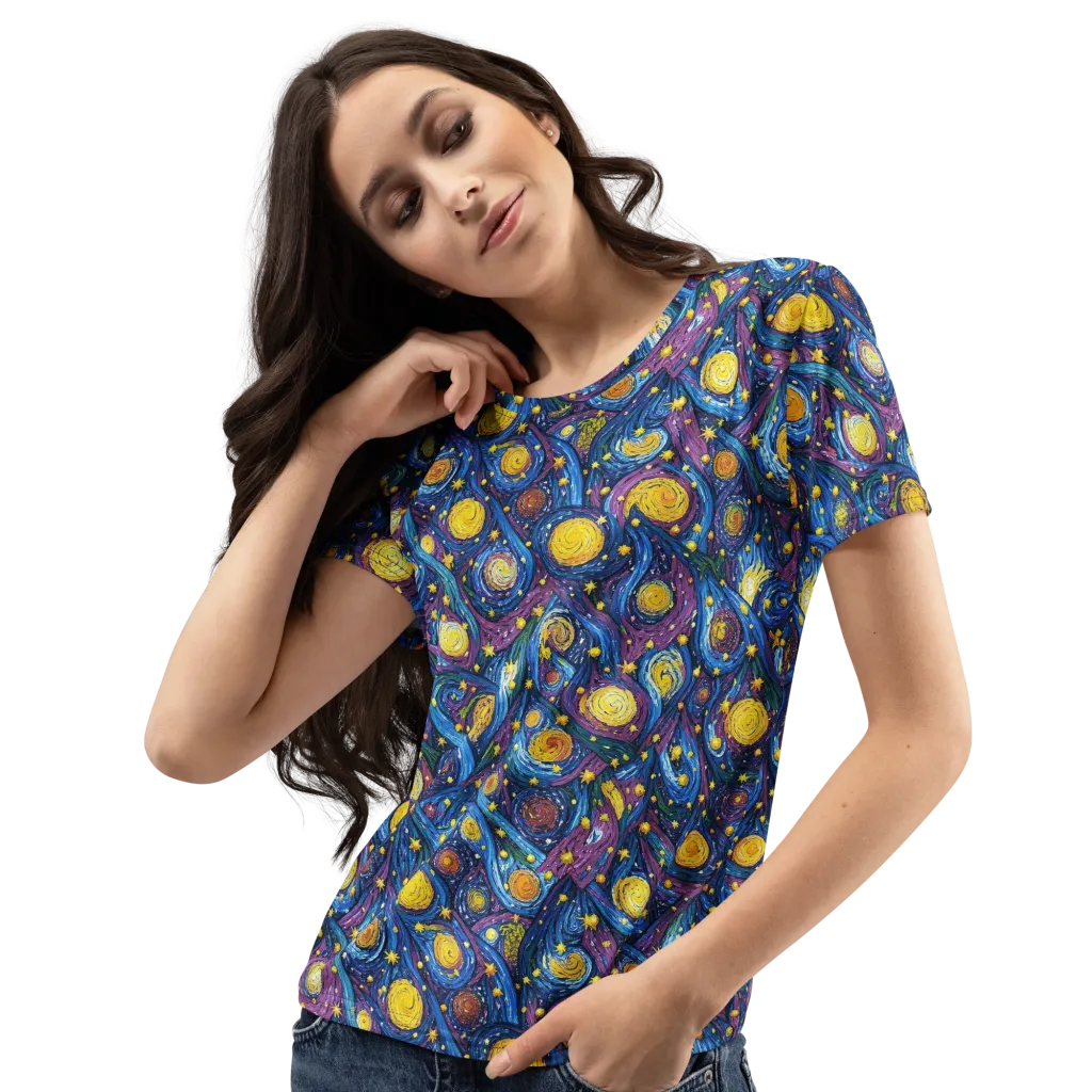 Cosmic Whirlpool on Women's Crew Neck T-Shirt — Left Front