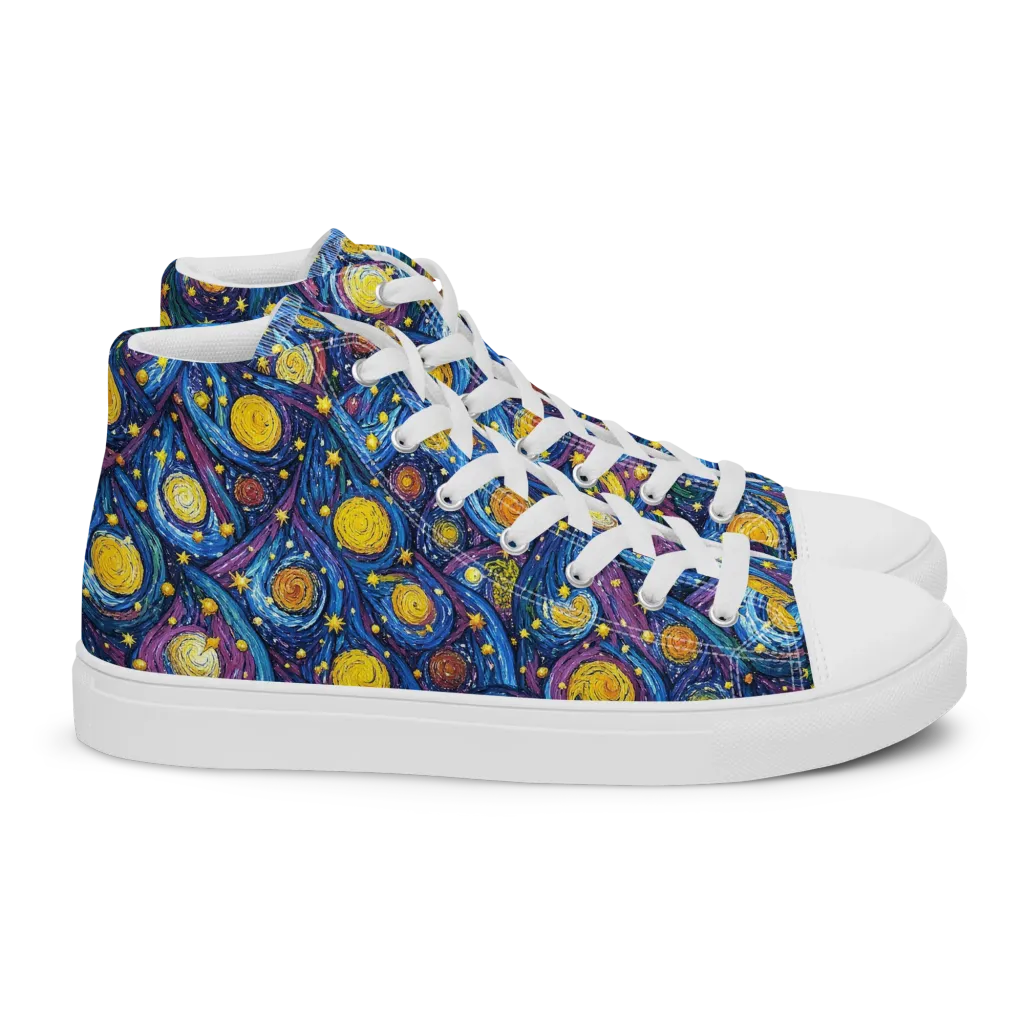 Cosmic Whirlpool on Women's High Top Canvas Shoes — Right